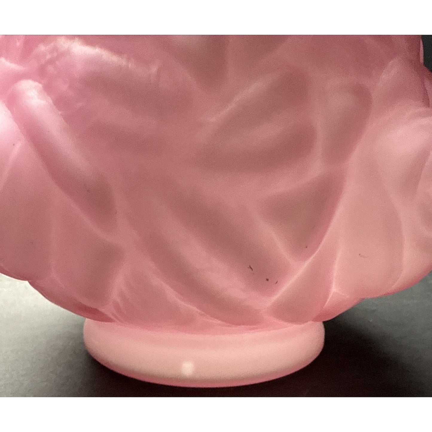 Vintage Fenton LG Wright Embossed Puffy Rose Pink Overlay White Satin Vase As-Is