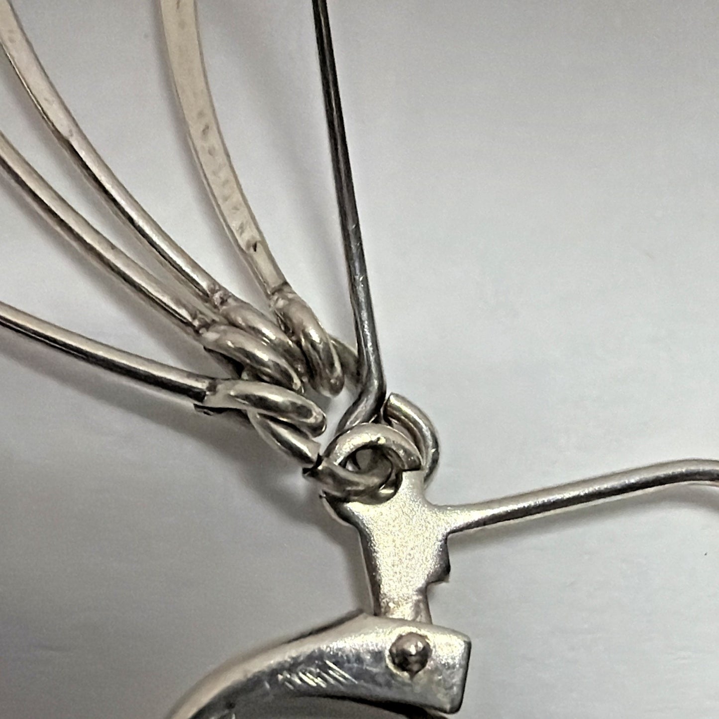 Vintage Sterling Silver Fan Fringe Feather Dangle Hinged Hook Earrings
