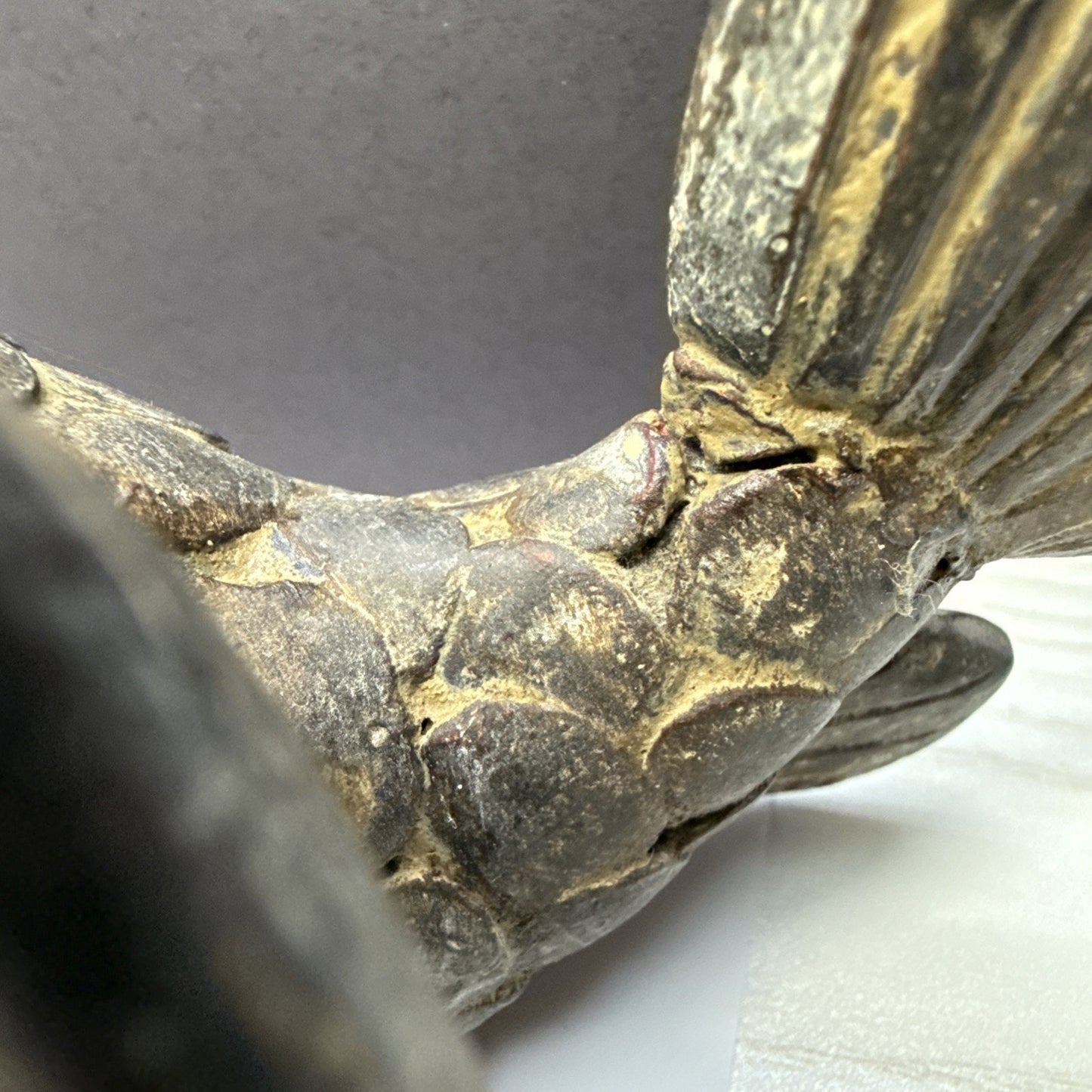 Vintage Asian Inspired Terra Cotta Clay Koi Carp Fish Sculpture Vase As Is