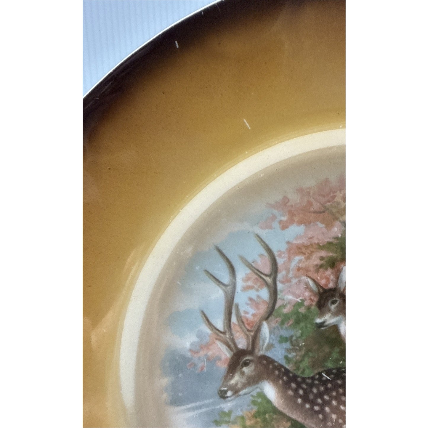 Old Latona Taylor Smith Taylor Hand Painted Plate Deer Rack Landscape Signed