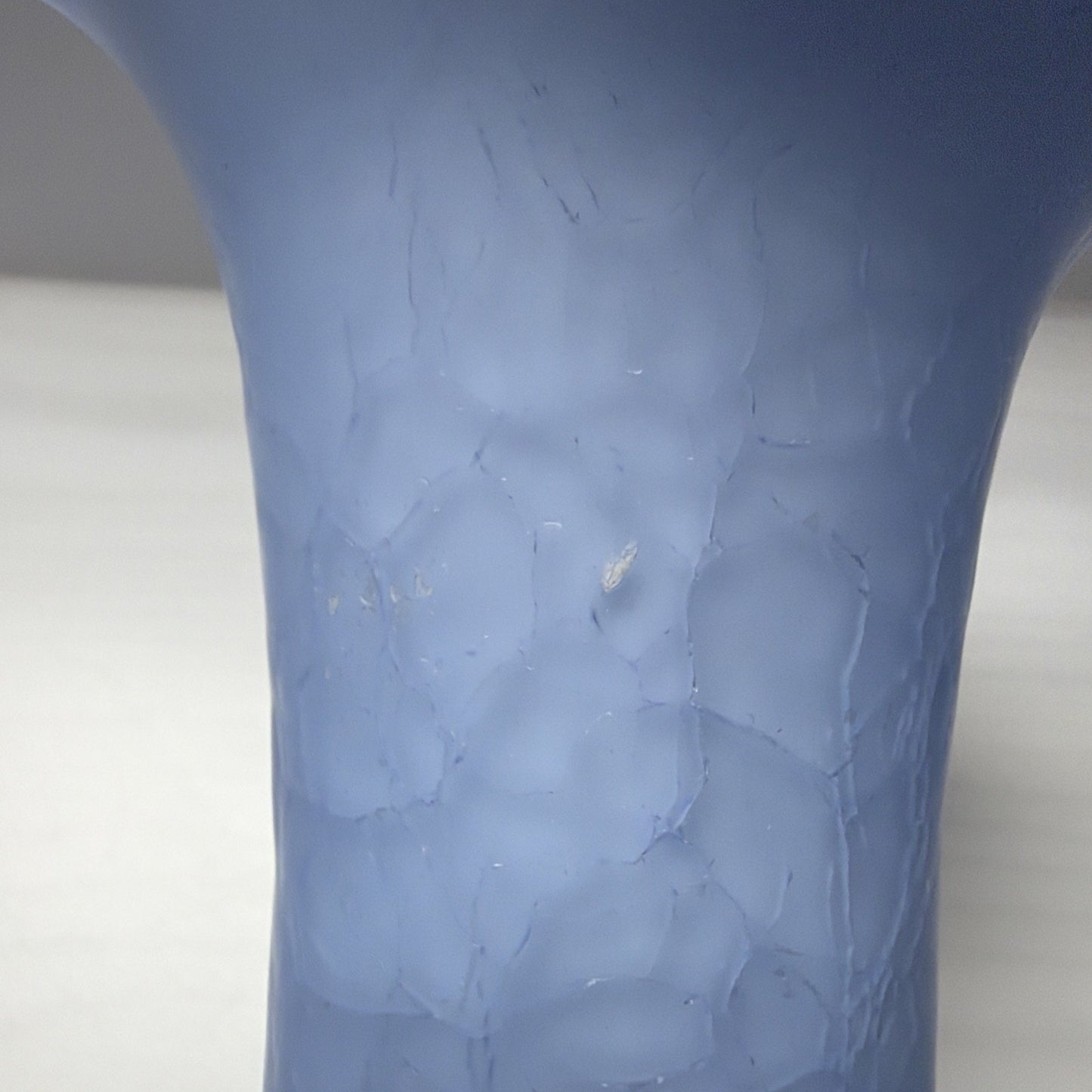 Victorian Powder Blue Crackle Glass Jack Pulpit Vase Cased White Purple Glow