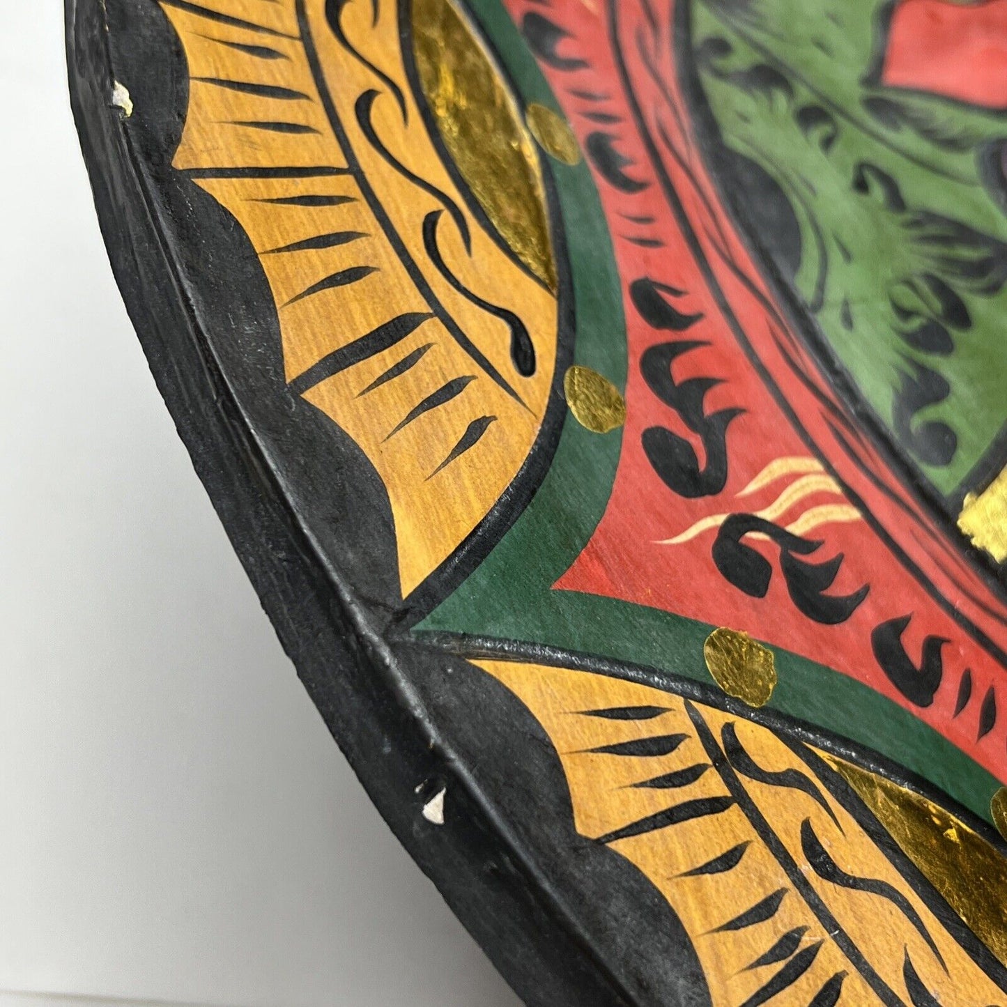 Vintage Folk Art Wood Carved Sun Face Mask Tribal Hand Painted Large