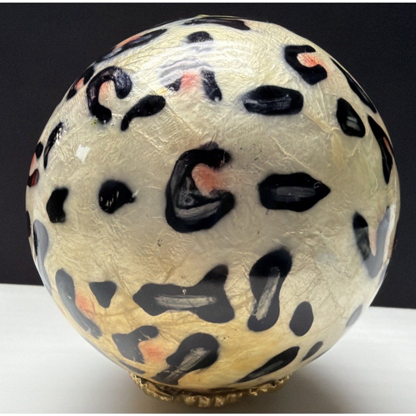 Vintage Leopard Print Capiz Shell Orbs Sphere Ball
