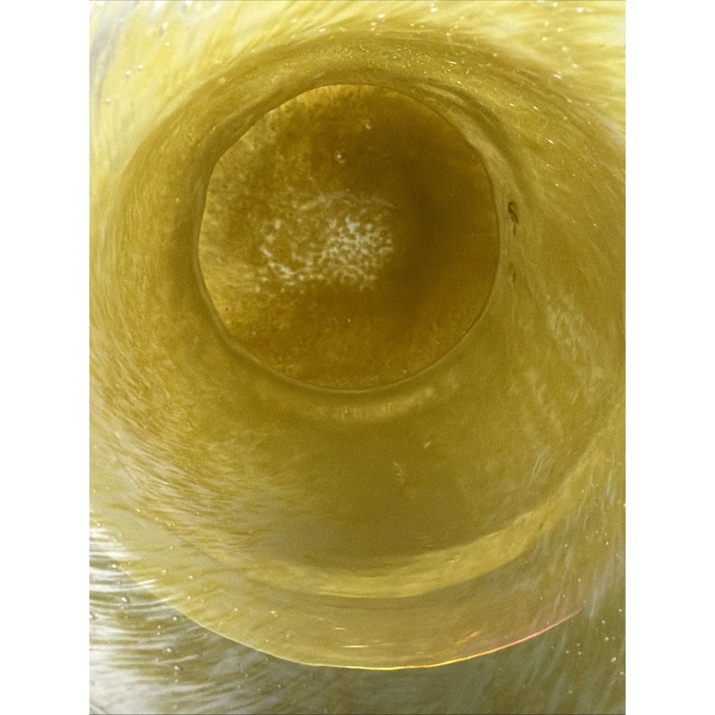 MCM French Studio Art Glass Yellow Bubbles Infused Iridescent Cased Vase As Is