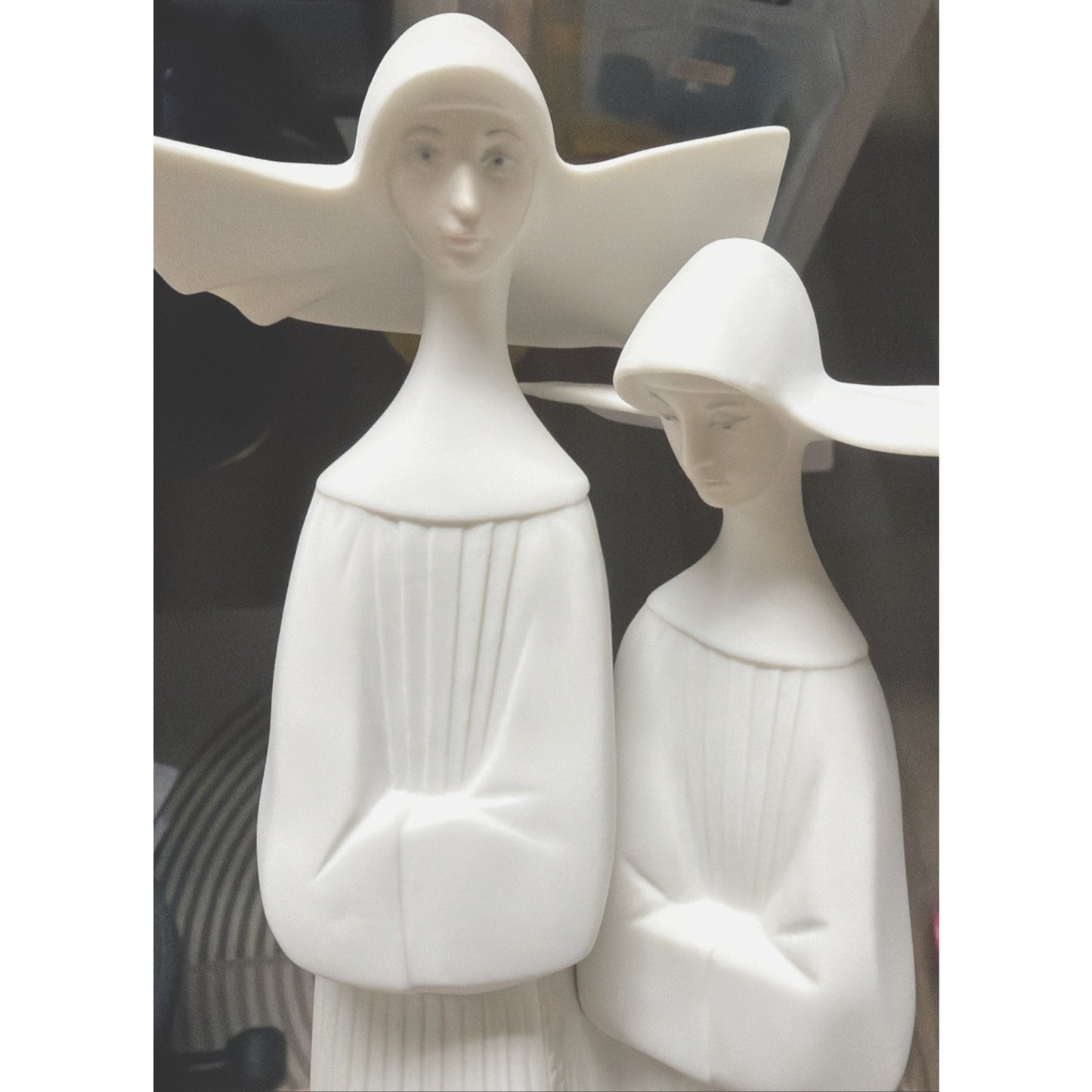 Vtg Lladro Daisa Bisque Porcelain Two Nuns Sculpture Rosaries Religious As Is
