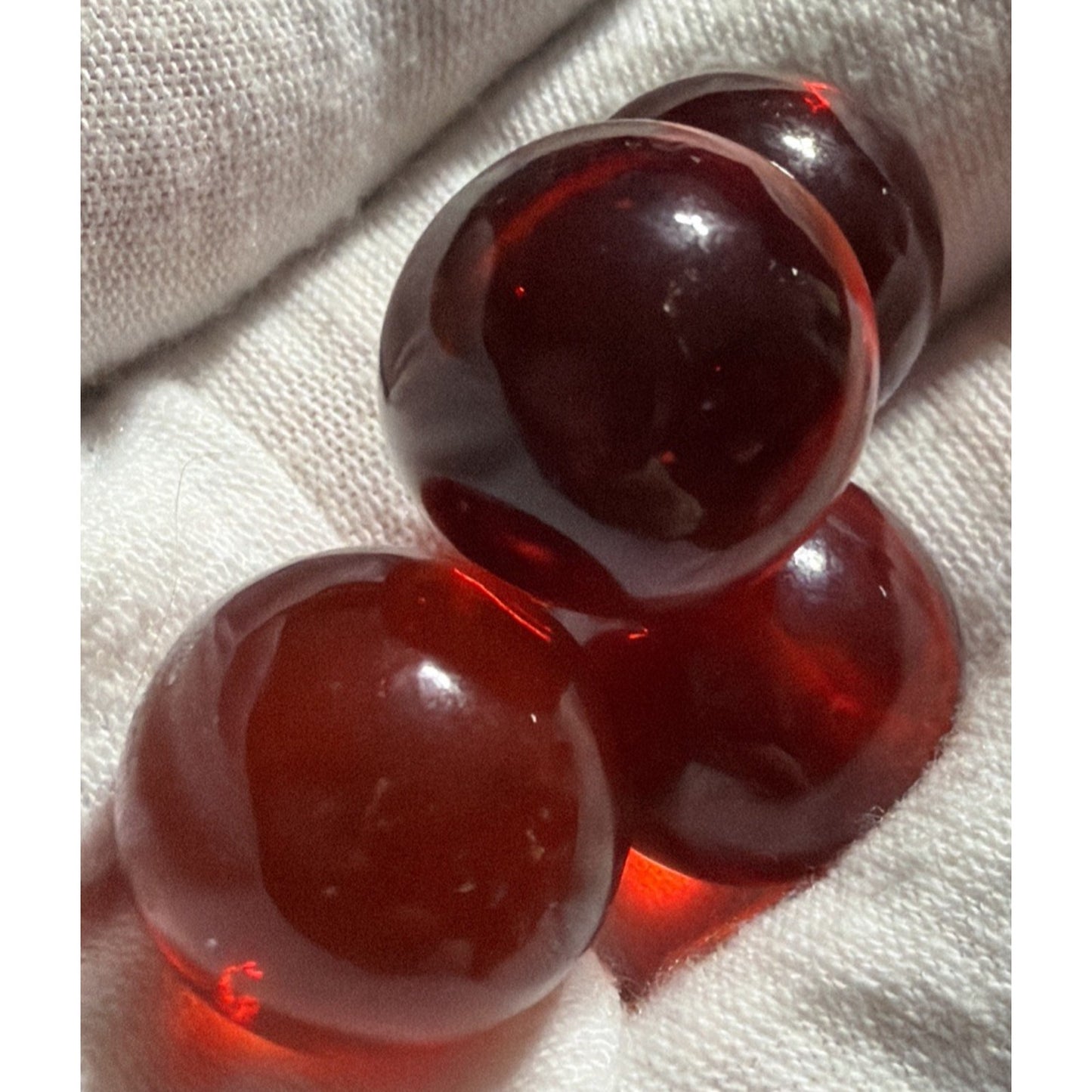 Vintage Lot of 4 Clear Ruby Red Cadmium Slag Glass Marbles UV Reactive As Is