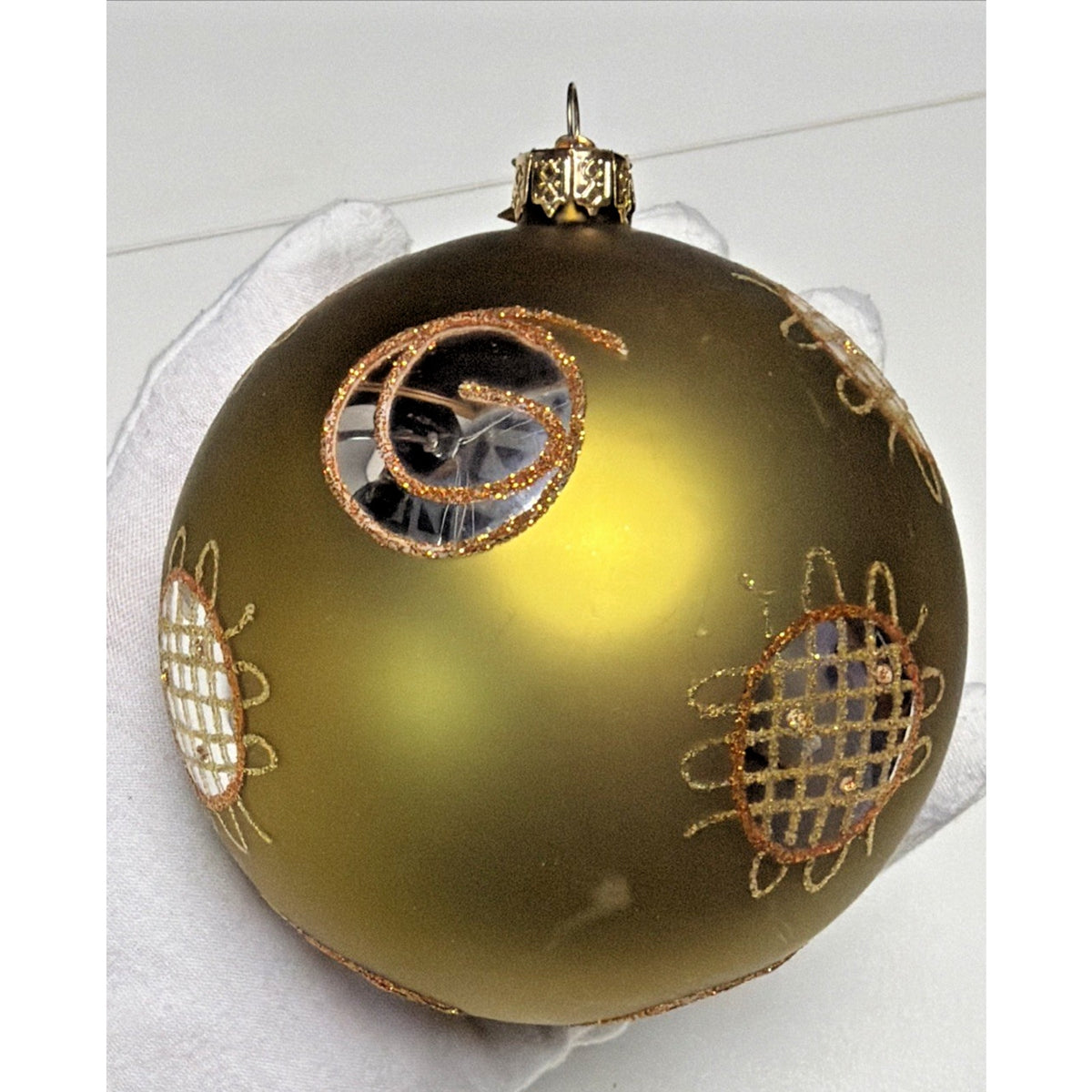William Sullivan Collection WC Poland Mercury Glass Green Ornament Abstract Gold