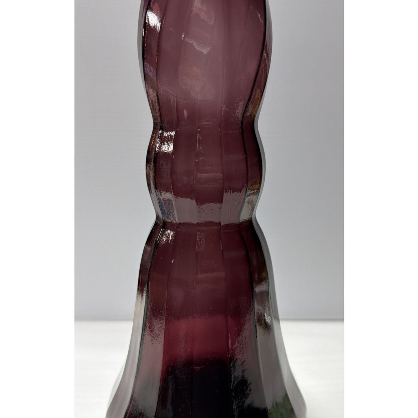 MCM Empoli Glass Purple Amethyst Genie Bottle Decanter Ribbed Optic No Stopper