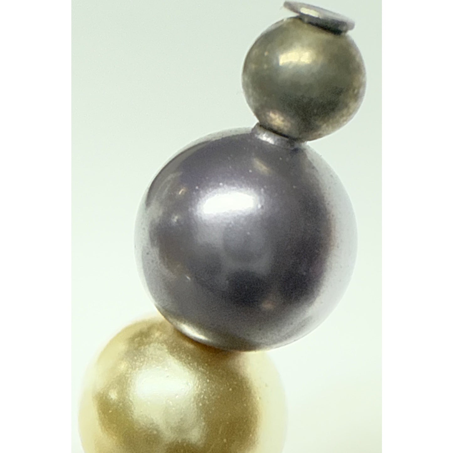 Vtg Purple White Stacked Pearl Leverback Earrings Dangle Drop Sterling Silver