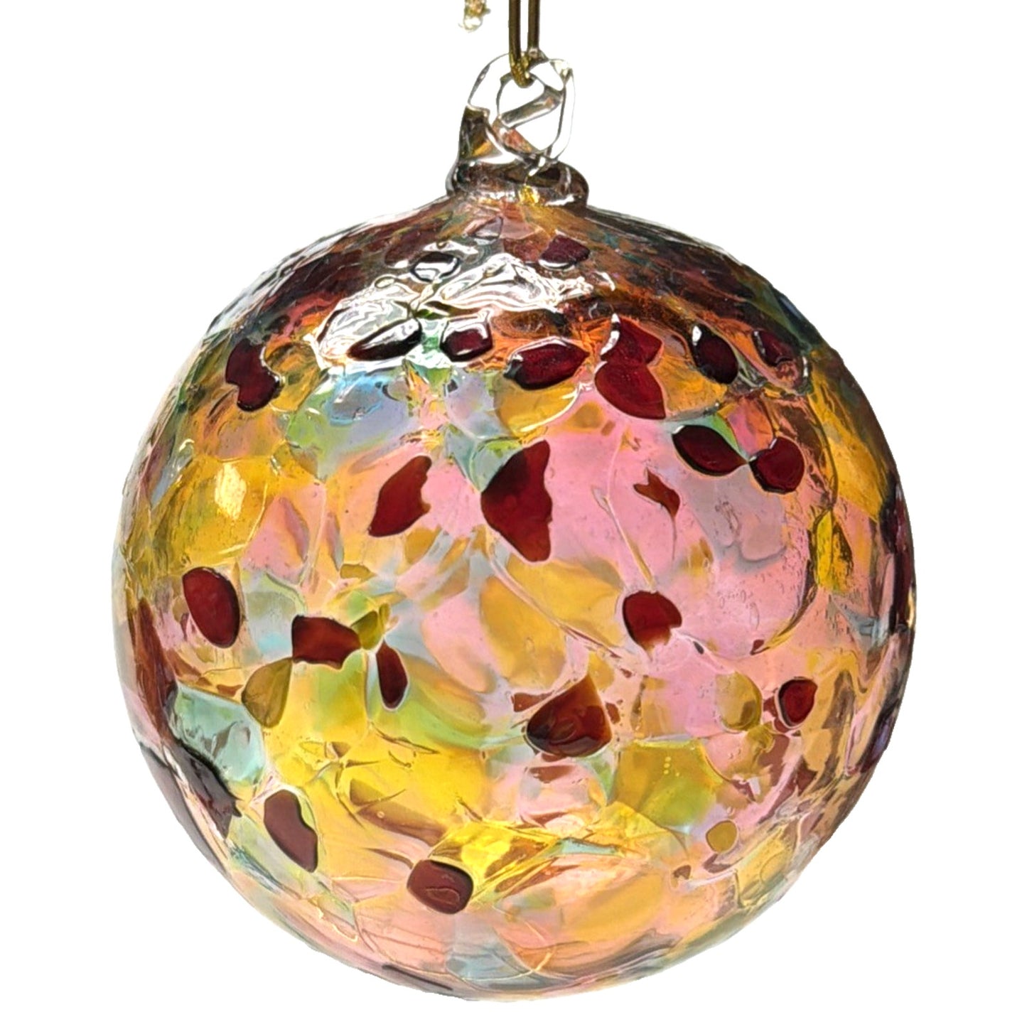 Art Glass Suncatcher Ornament Blown Mosaic Calico Pattern Textured