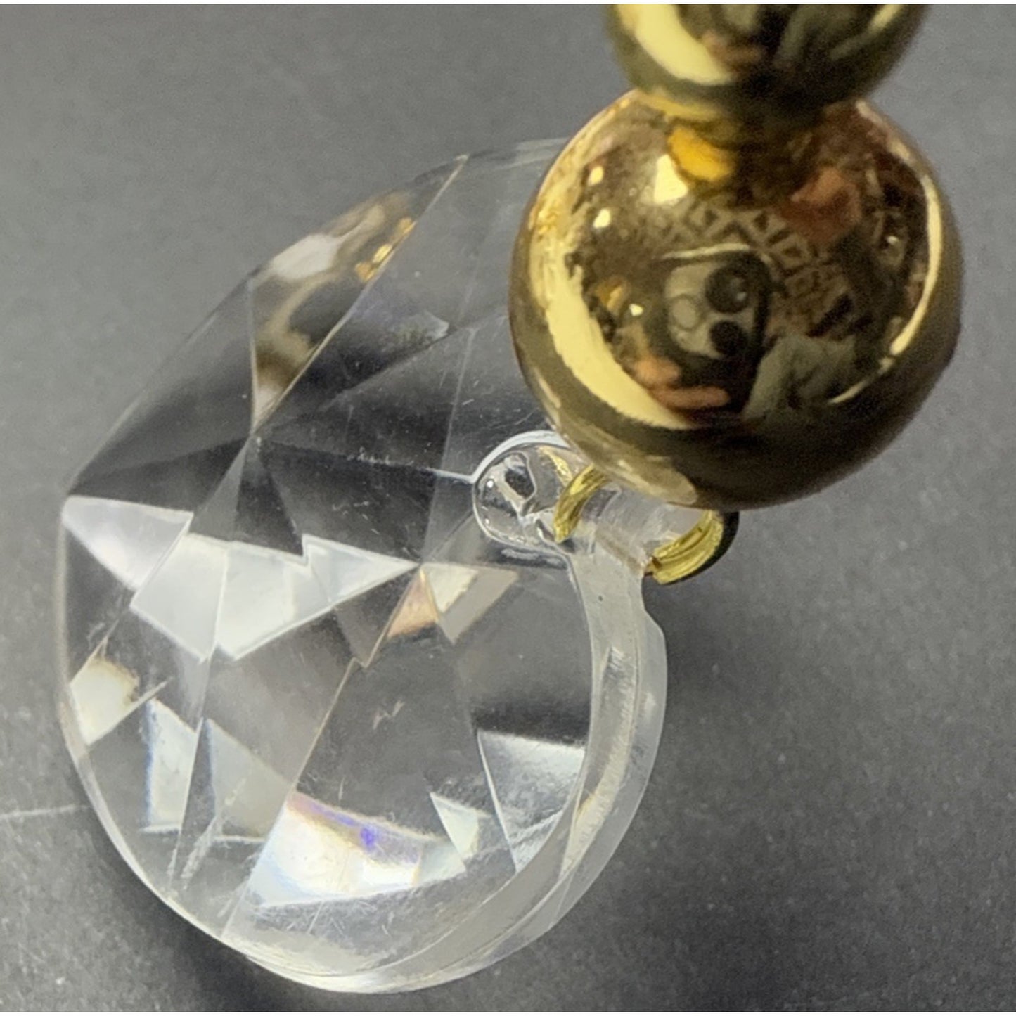 Vtg Lot of 4 Heart Plastic Acrylic Faceted Ornaments Gold Bead Suncatcher As Is