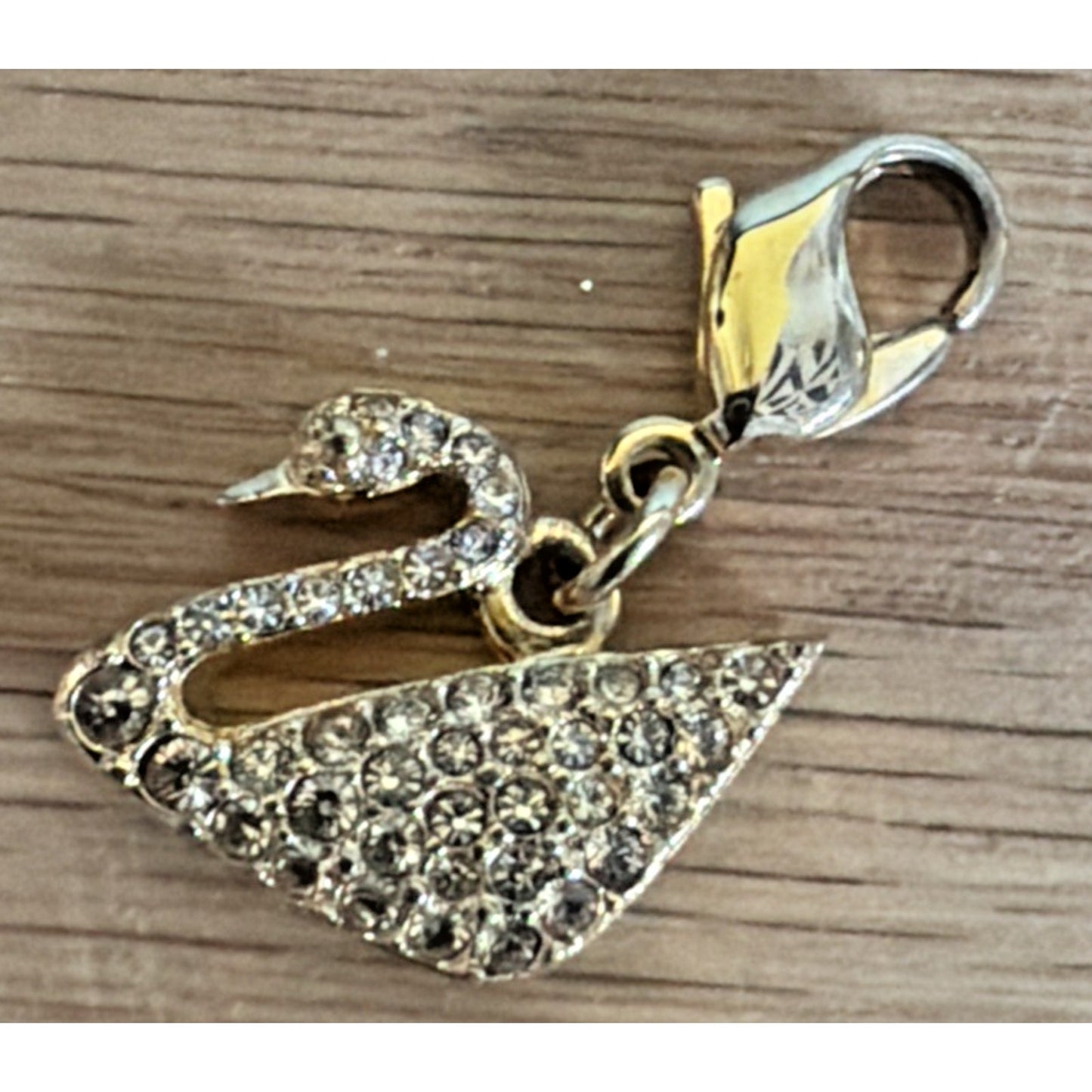 Swarovski Golden Swan Pave Crystal Charm Pendant