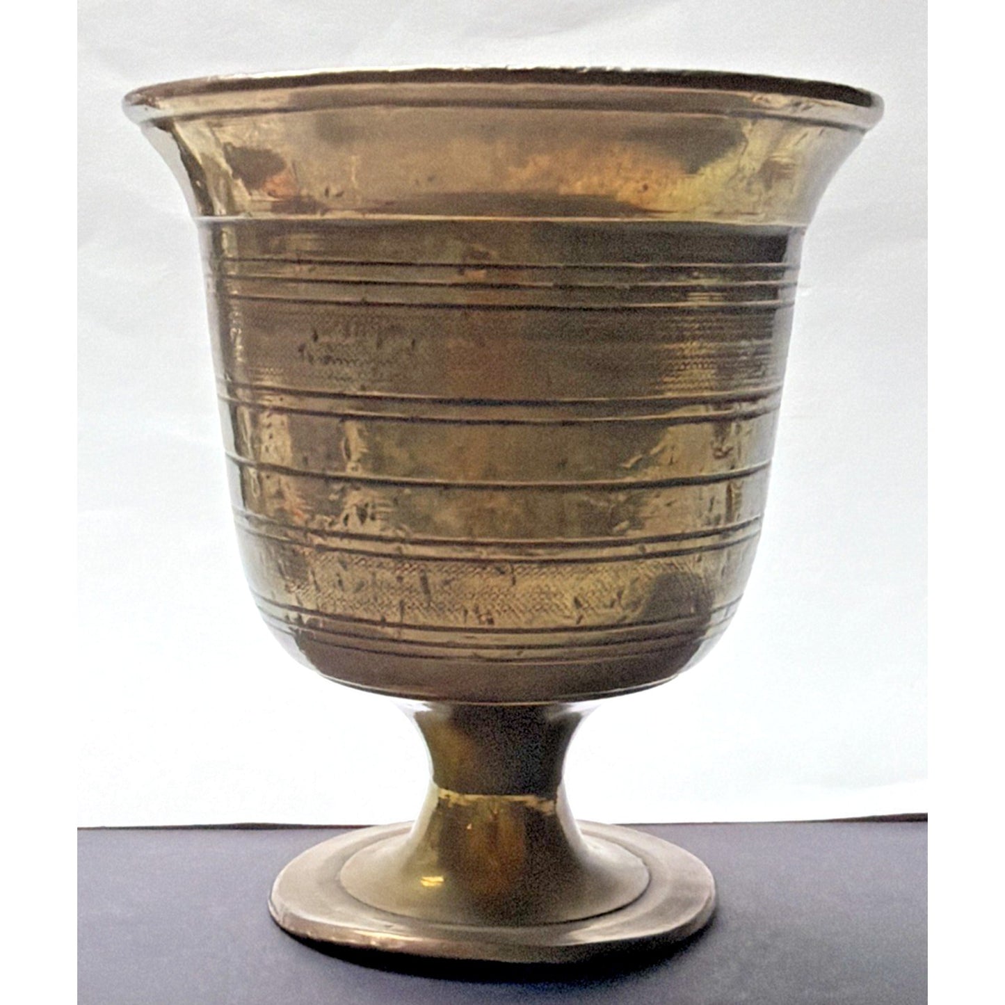 Old Brass Bronze Colored Pestle Mortar Footed Apothecary Pharmacy As Is Read