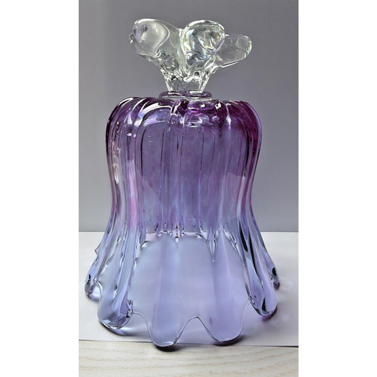 MCM Chribska Josef Hospodka Gradient Art Glass Vase Footed Mottled Purple Blue