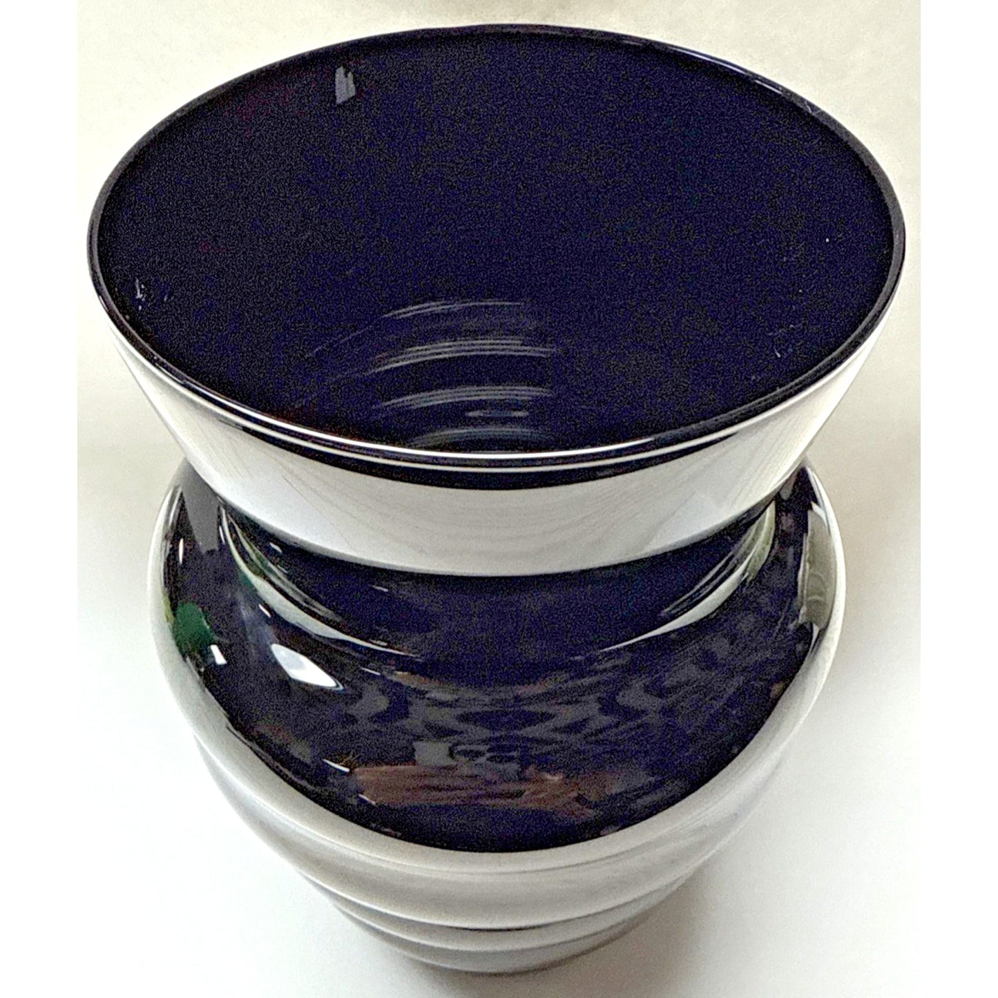 Vtg Finn Crystal Iittala Marlene Vase Kerttu Nurminen Black Amethyst Ribbed Vase