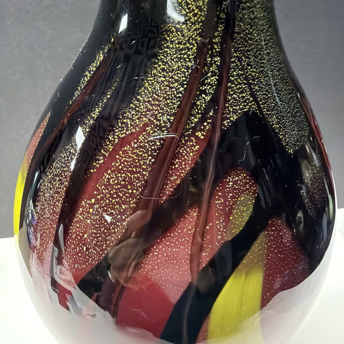 Vintage Murano Glassware Art Glass Vase Abstract Sommerso Aventurine Confetti
