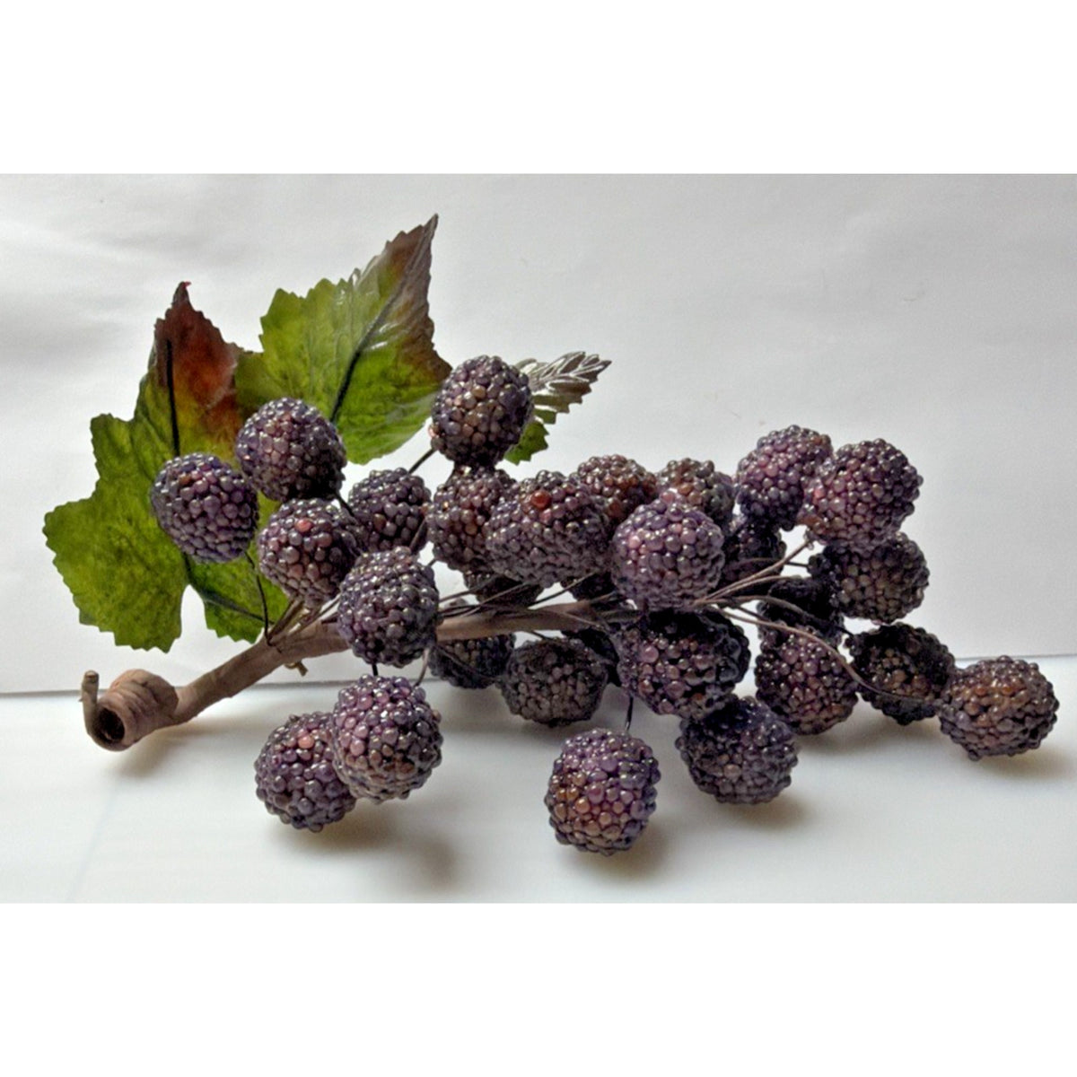 MCM Grape Cluster Glass Beaded Stem Leaves Fruit Purple As Is
