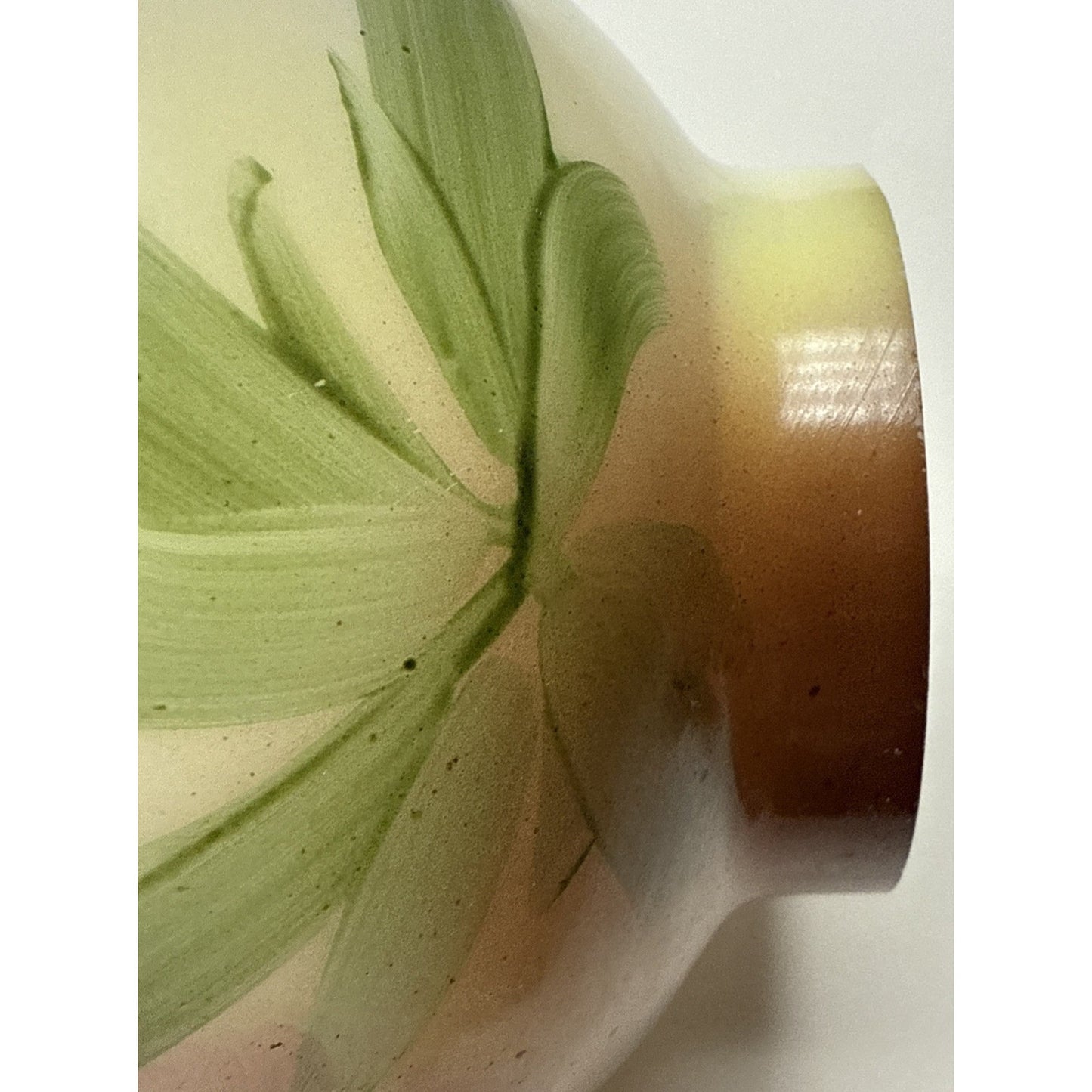 EAPG Victorian Fostoria Opaque Milk Glass Hand Paint Green Rose Bulb Vase As-Is