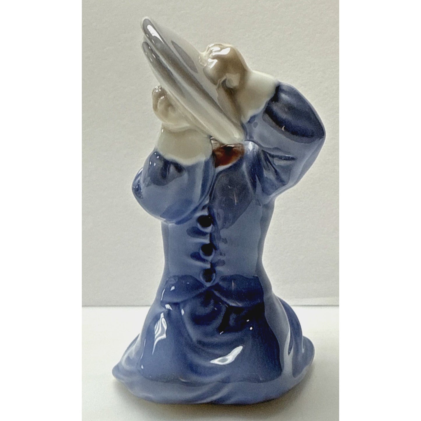 Vintage Royal Copenhagen Figurine 3677 Girl Pot Cover Cymbals Porcelain Blue