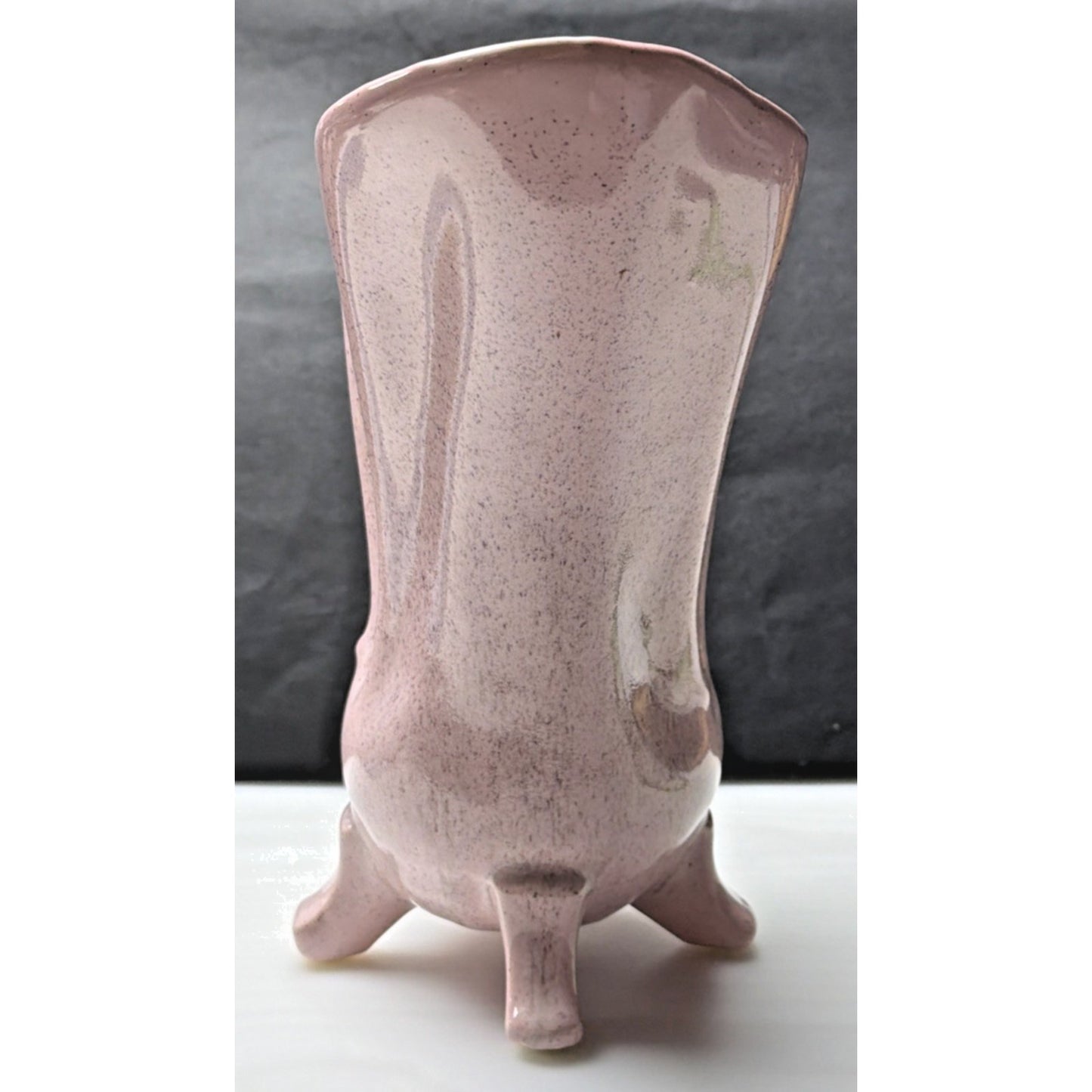 Vintage Shafer Art Pottery Pink Speckled Vase Fan Gladiola 922 As Is
