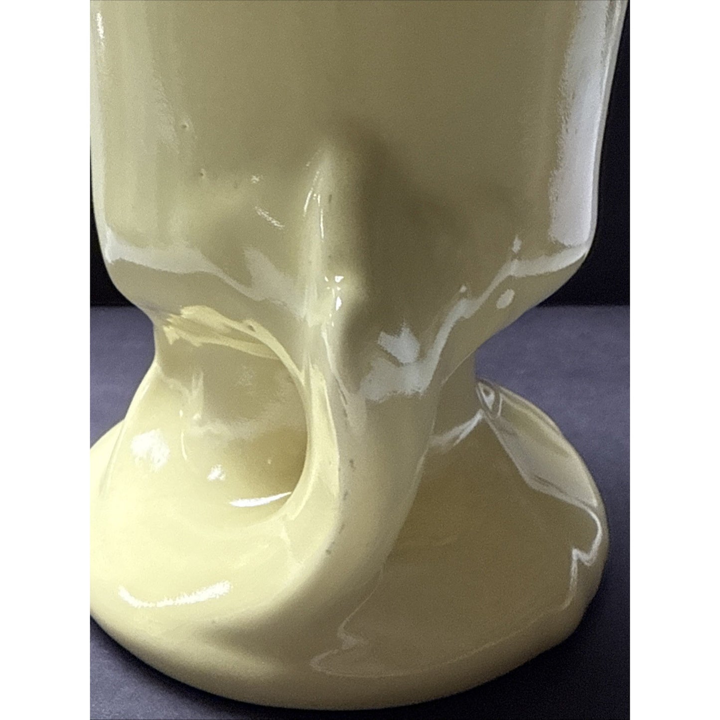 Vintage Camark Art Pottery Vase Planter Handles Leaf Shaped Yellow #807 As-Is