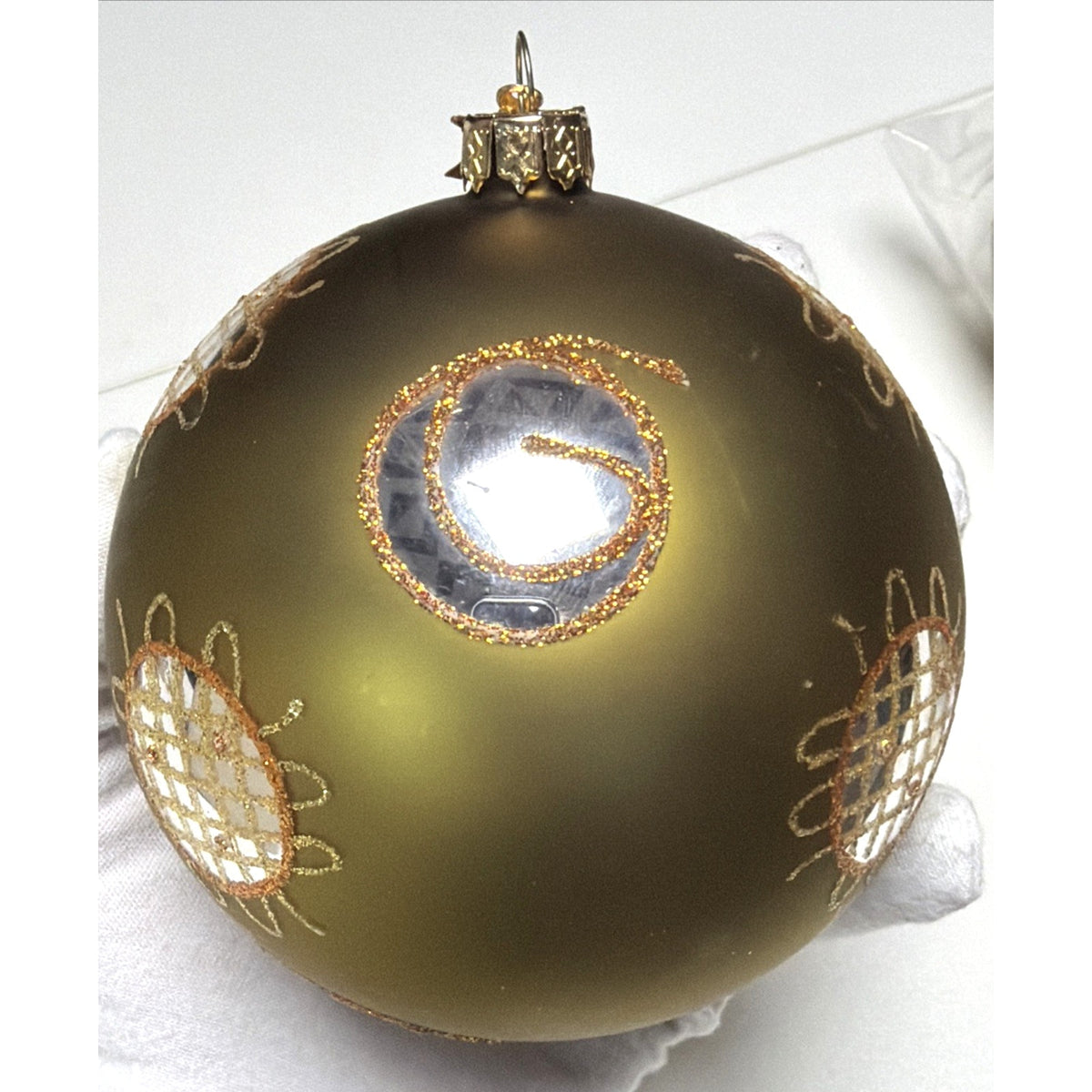 William Sullivan Collection WC Poland Mercury Glass Green Ornament Abstract Gold