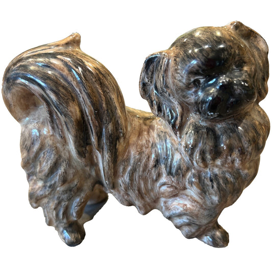 Vintage Ceramic Porcelain Pekingese Dog Figurine Marked Hand Painted Glazed
