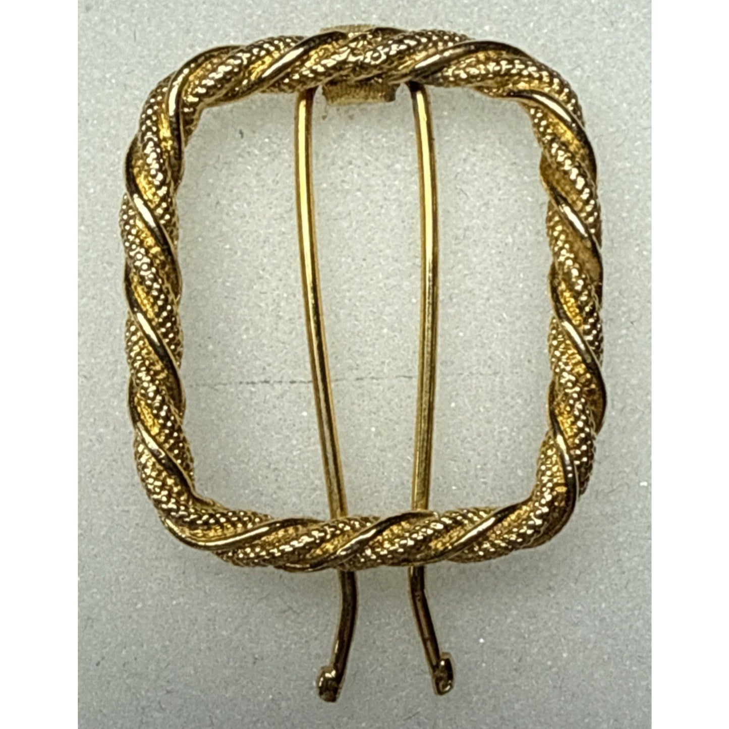 Vintage Twisted Rope Gold Tone Metal Hair Barrette Square