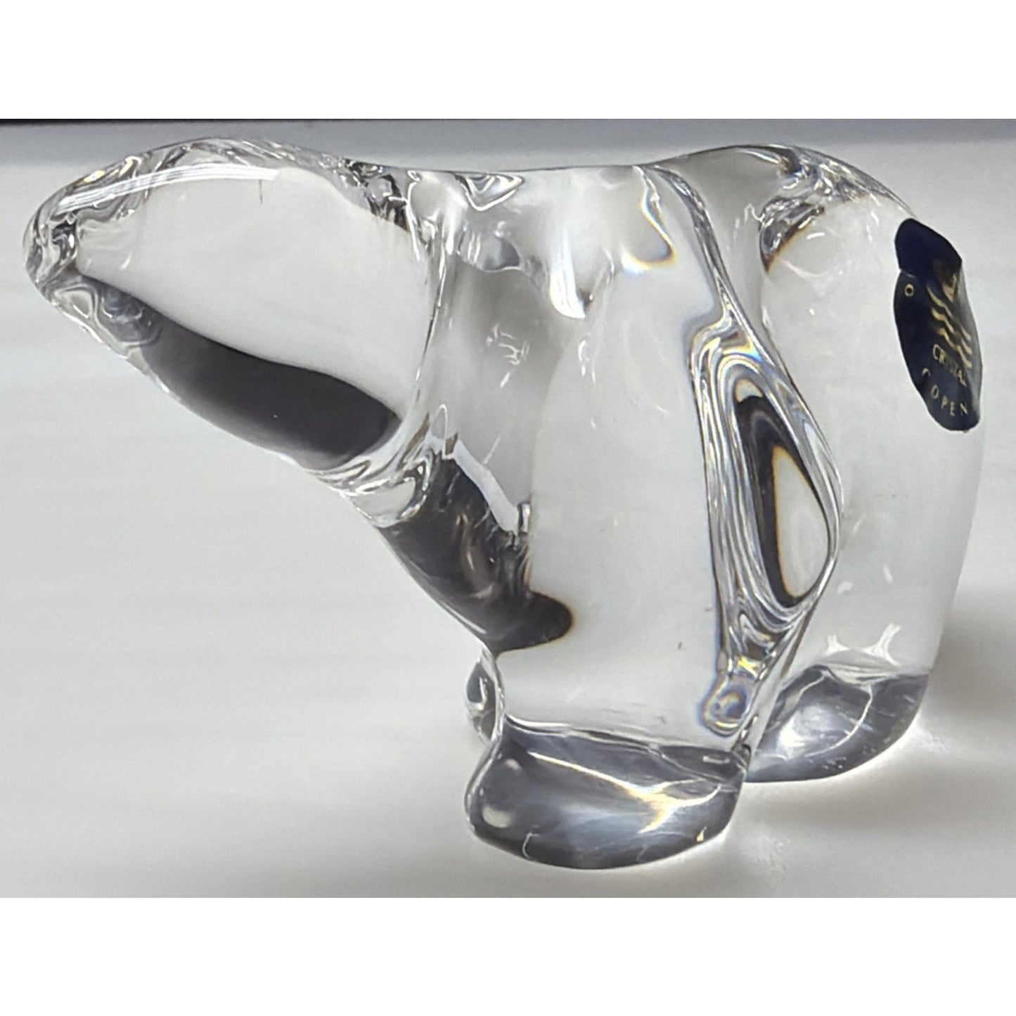 Vintage Royal Copenhagen Hadeland Crystal Polar Bear Figurine Paperweight