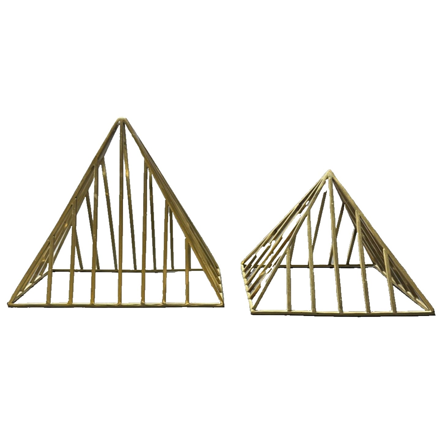 Lot of 2 Brass Geometric Architectural Pyramids Large As-Is