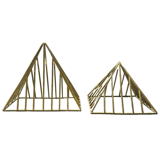 Lot of 2 Brass Geometric Architectural Pyramids Large As-Is