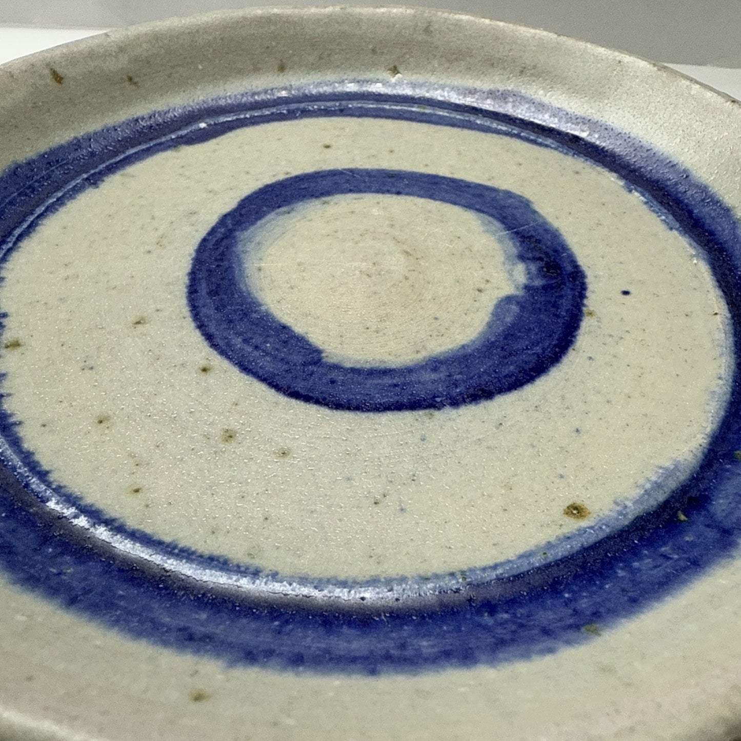 Vintage HMN Art Pottery Platter Plate Bowls Stoneware Blue Circles