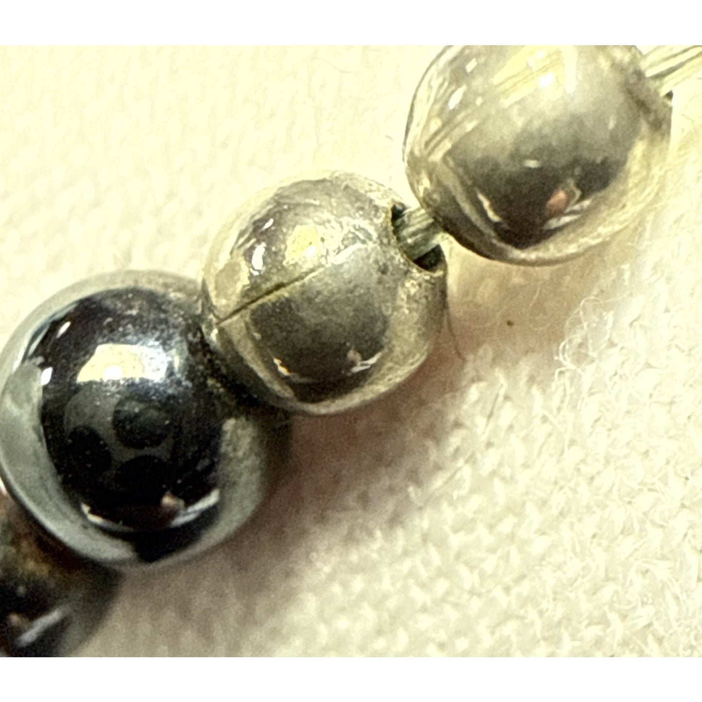 Navajo Pearl Hematite Sterling Silver Inlay Beaded Necklace