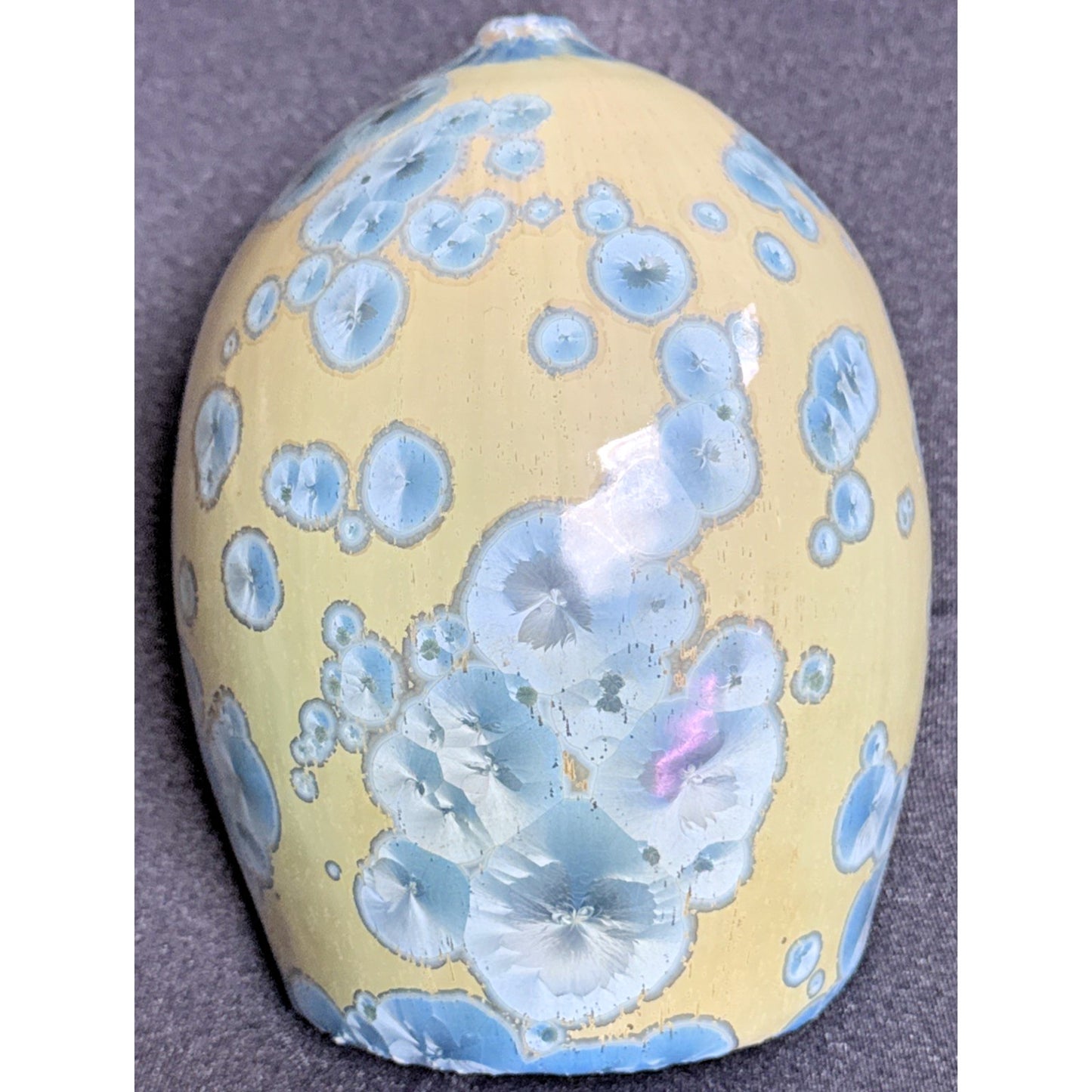 Modern Studio Art Pottery Crystalline Glaze Vase Weed Pot Blue Green As Is
