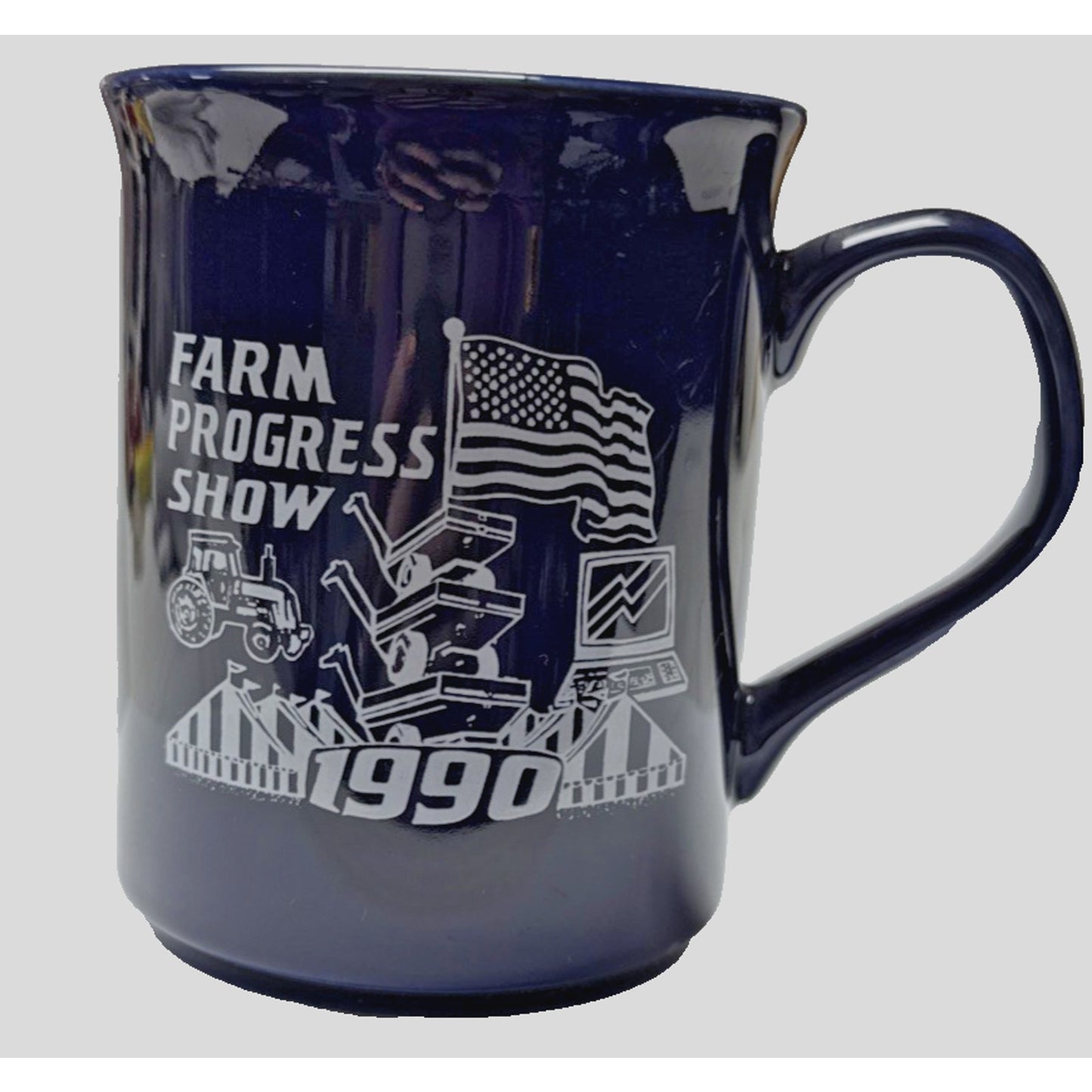Vintage Farm Progress Show 1990 Mug Cobalt Blue English Ironstone Tableware