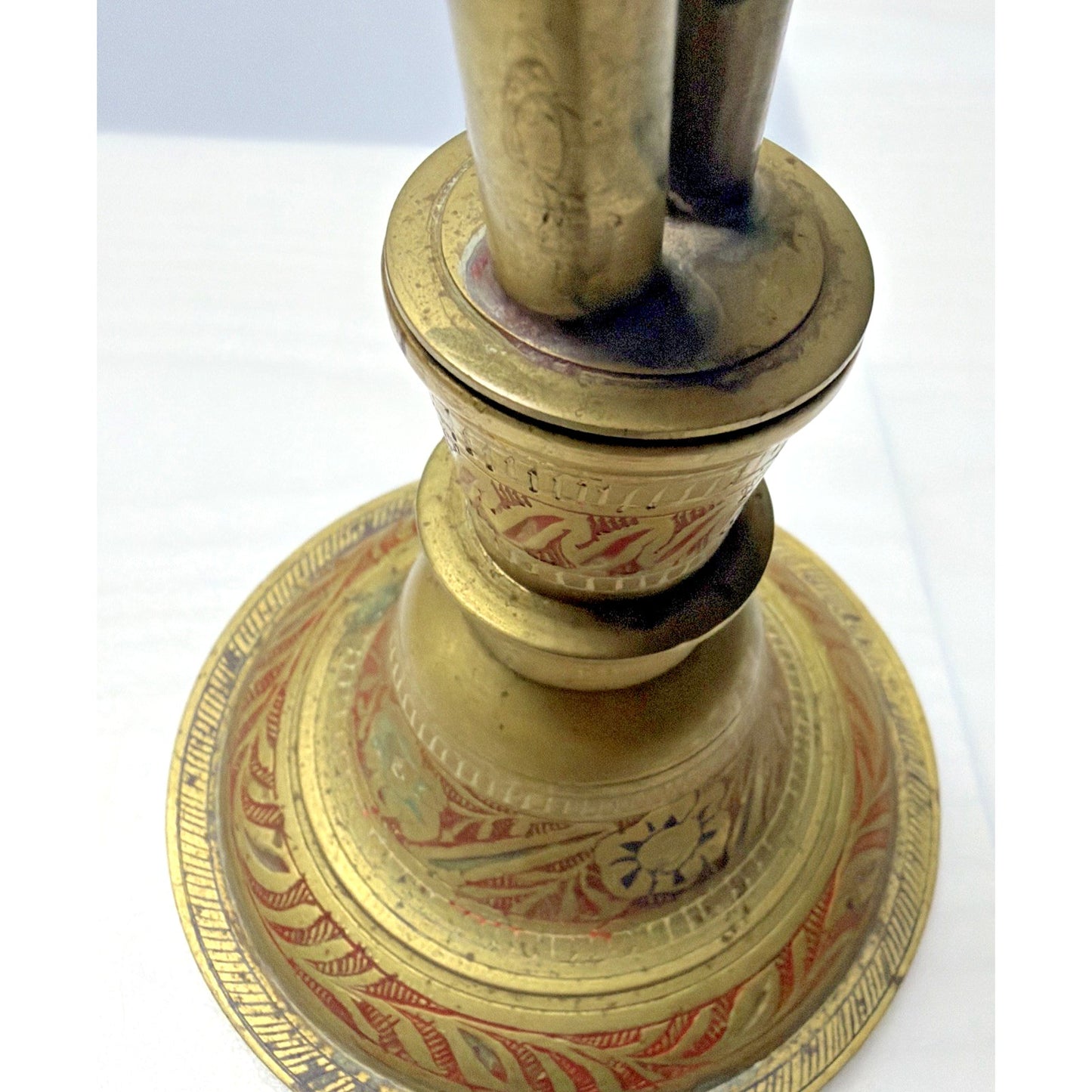 Vintage Etched Floral Brass Hookah Wrapped Hose As Is