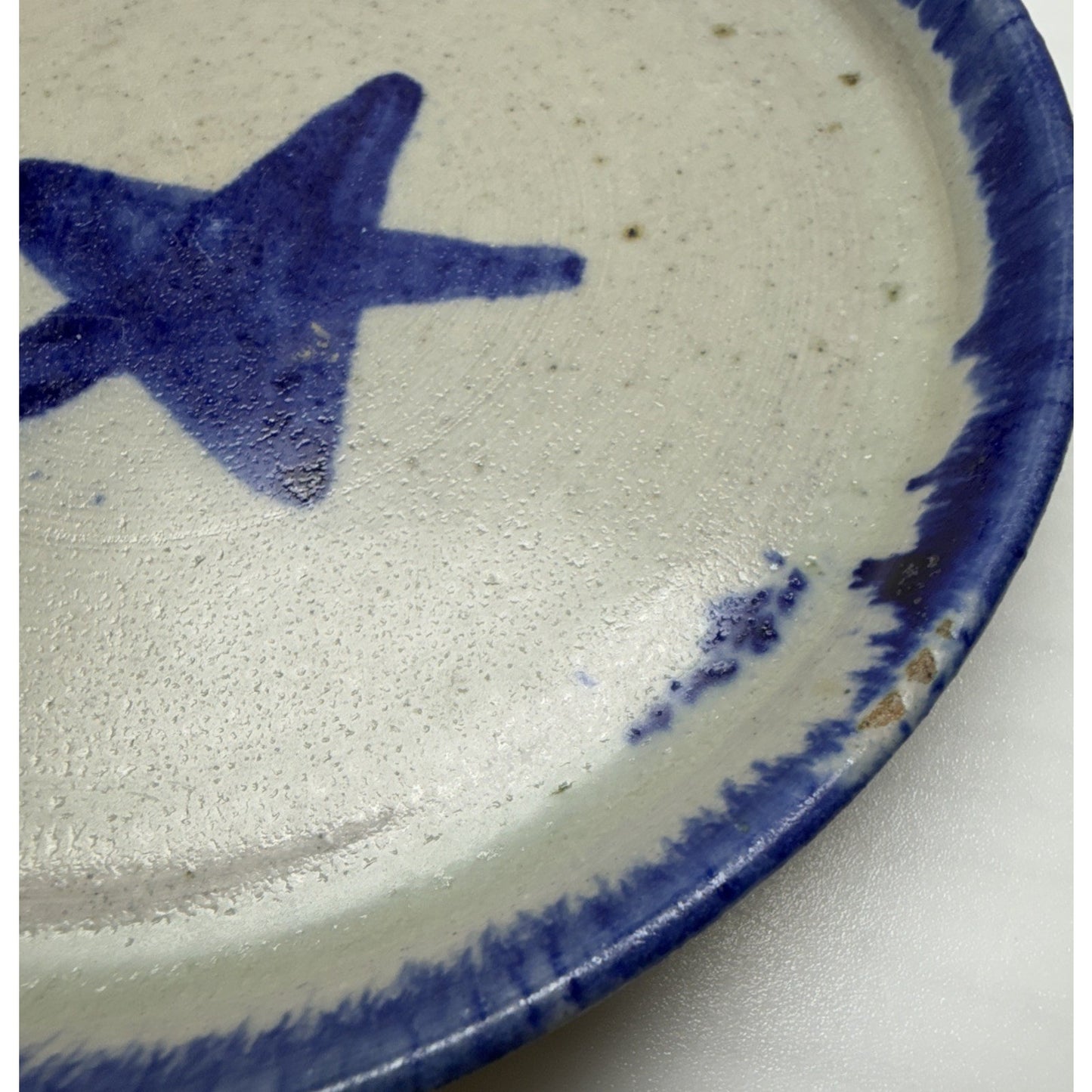 Vintage Lot of 2 HMN Art Pottery Star Platter Plate Bowls Stoneware Blue