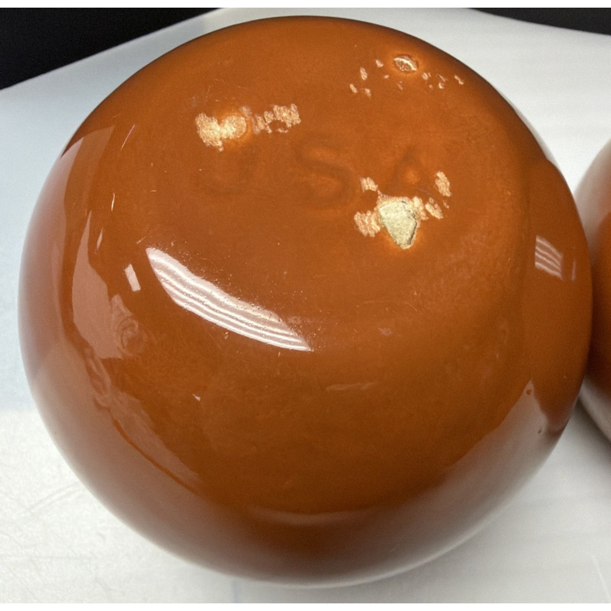 MCM Lot of 2 Haeger Pottery Orb Spherical Ball Planter Vase As Is Brown Read