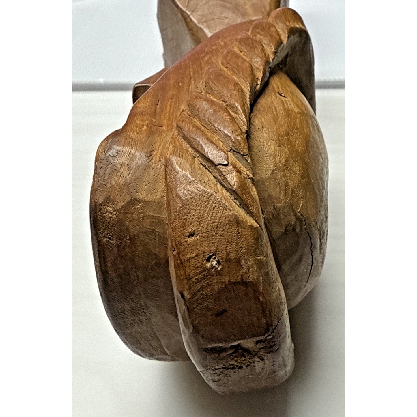 South Pacific Islander Art Wood Hand Carved Tribal Sculpture Shell Eyes As-Is