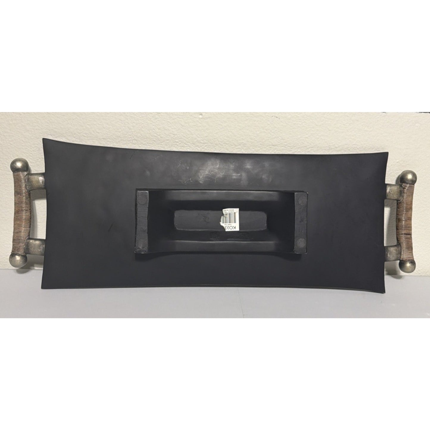 Austin Kinder Collection Inlay Rattan Shield Large Footed Tray Handles