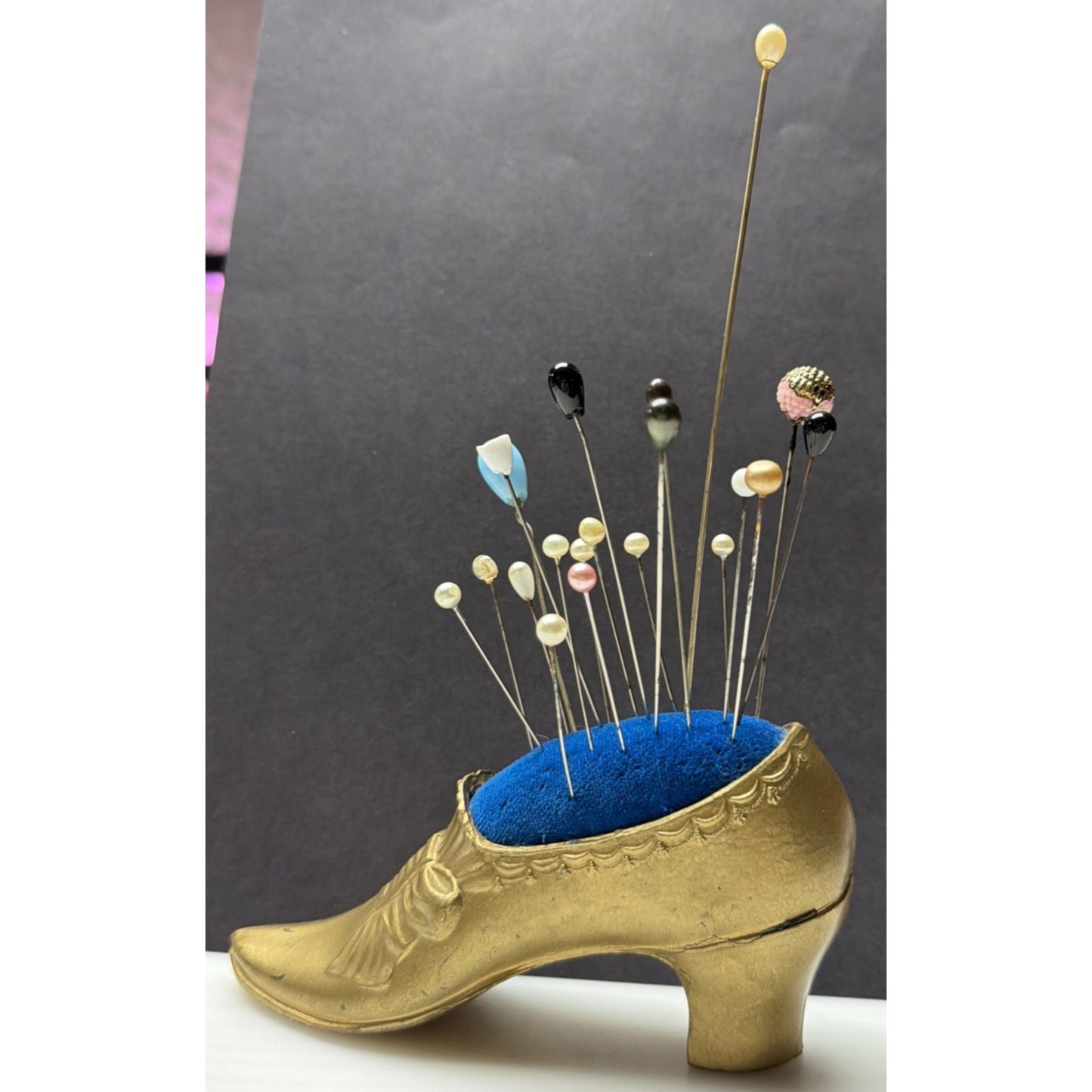 Victorian Shoe Sewing Cushion Hair Hat Pin Lot of 20 Glass Pearl Plastic As Is