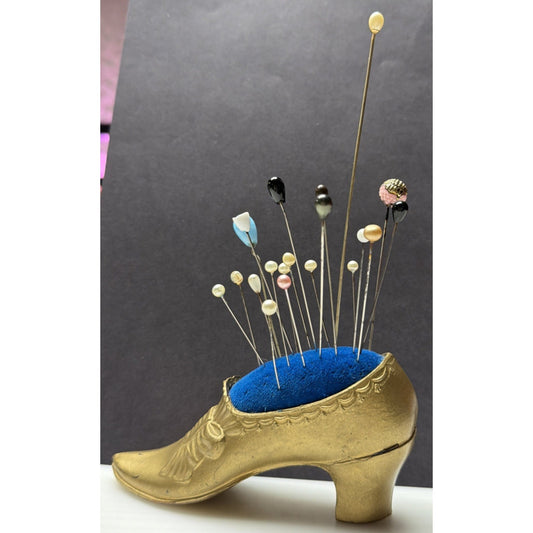 Victorian Shoe Sewing Cushion Hair Hat Pin Lot of 20 Glass Pearl Plastic As Is