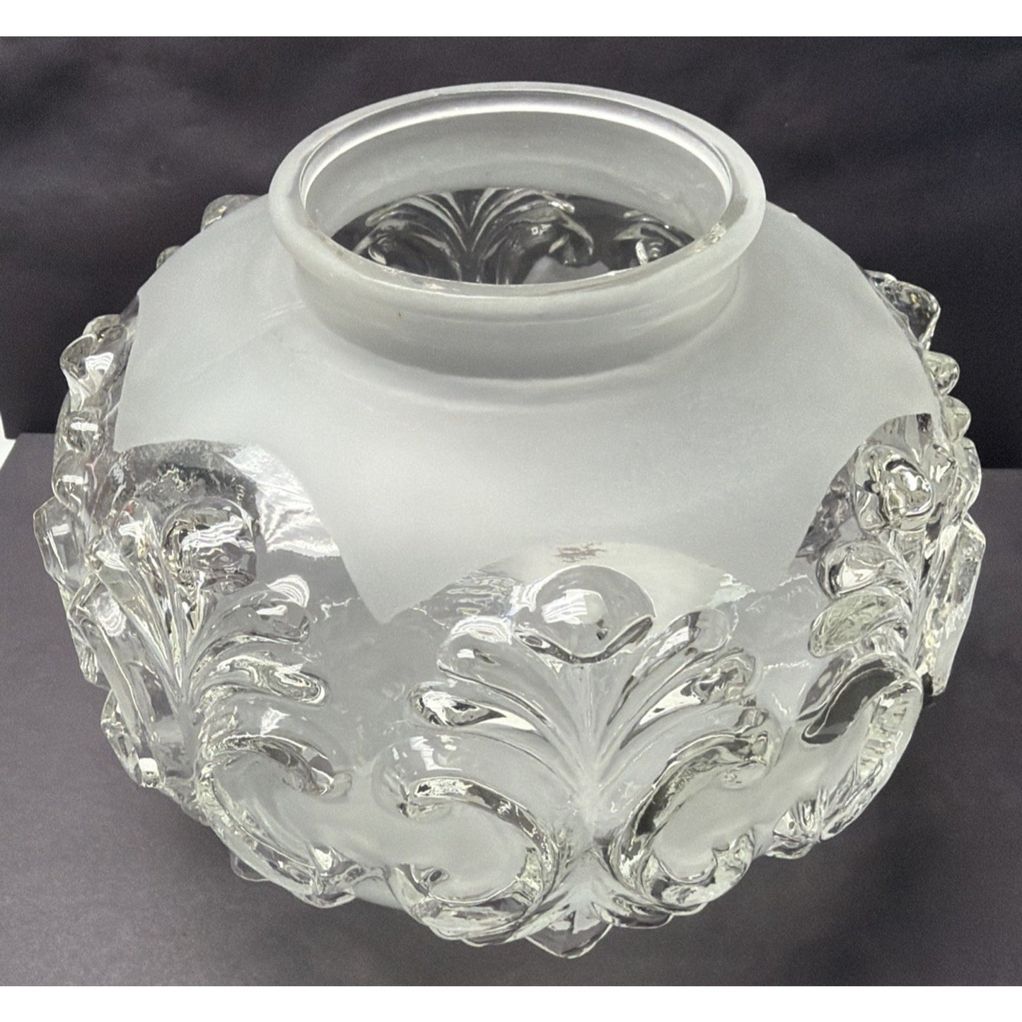 Hollywood Regency Glass Ceiling Light Lamp Globe Shade Satin Ornate Puffy As Is