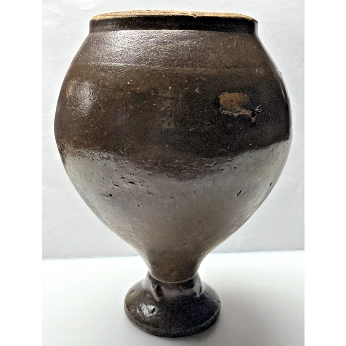Antique Qing Dynasty Stoneware Rice Wine Dark Brown Glazed Jug Vase Bottle China