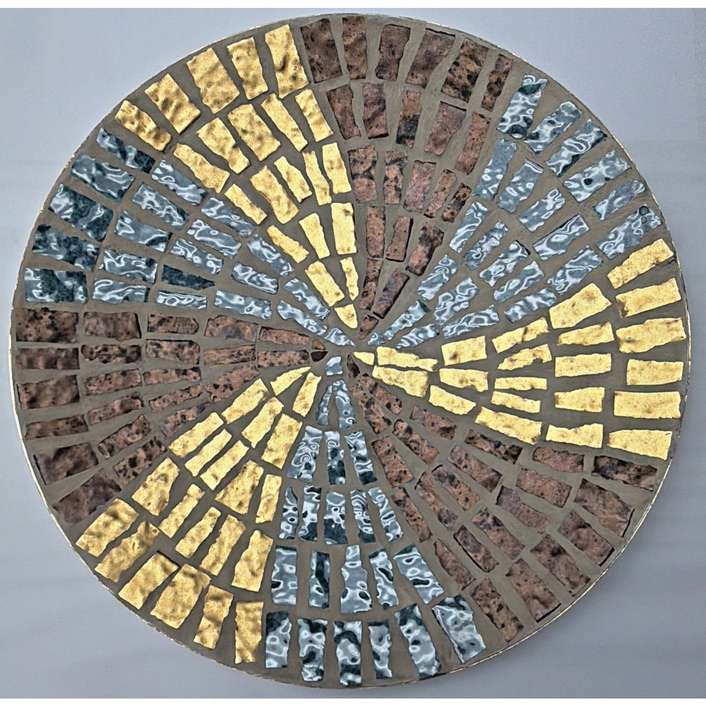 MCM Mosaic Tile Plate Abstract Blue Brown Gold Ceramic Metal