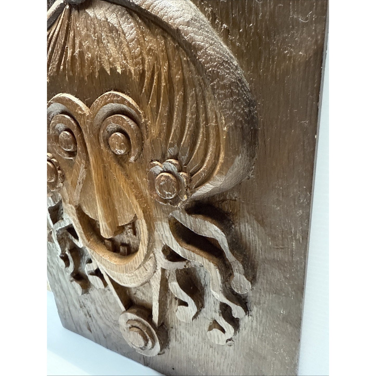 Vintage South Pacific Tribal Art Hand Carved Wood Plaque Mask Face As-Is