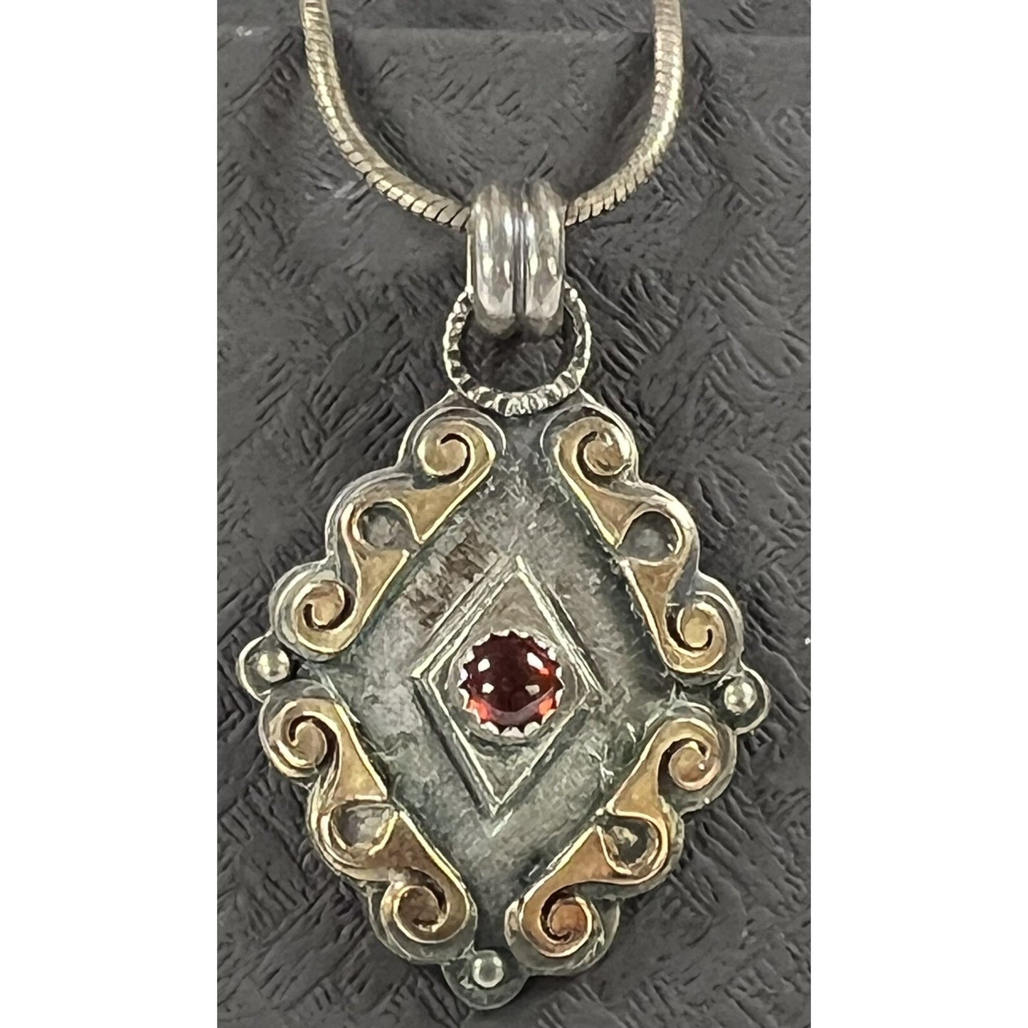 Reflective Jewelry Ravena 14k Sterling Silver Pendant Snake Eye Garnet Necklace