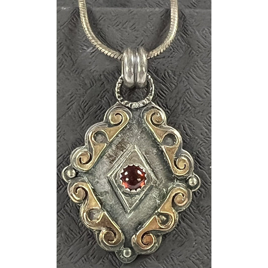 Reflective Jewelry Ravena 14k Sterling Silver Pendant Snake Eye Garnet Necklace
