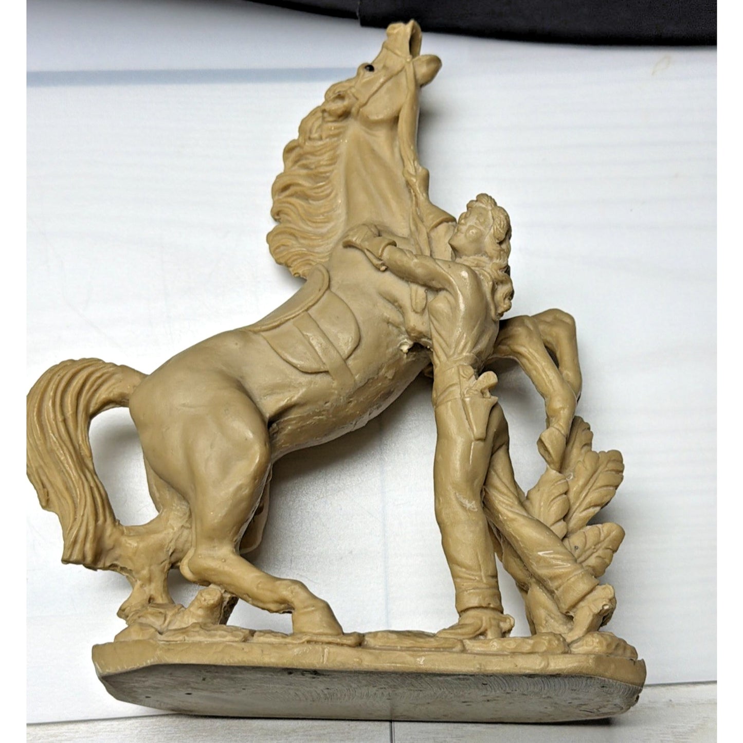 Vtg Italian Horse Sculpture Cowgirl Woman Domatrice Alabaster Composite Carving