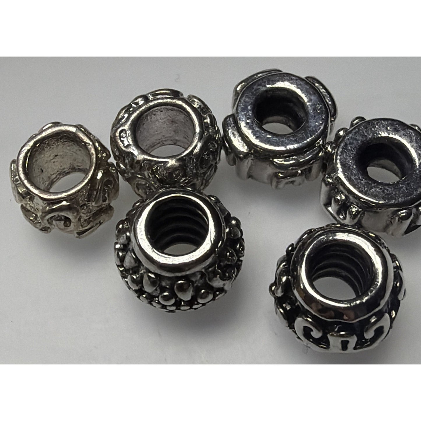 Vtg Lot of 6 Bali Style Growing Flower Abstract Beads Charm Bracelet LuLu Read
